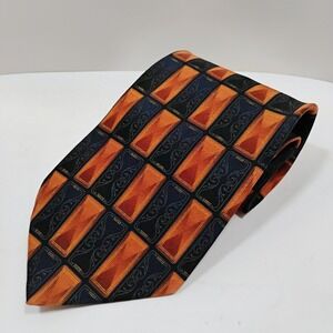 Giorgio Brutini Men's Neck Tie Copper Navy Geometric 100% Silk Made in Korea